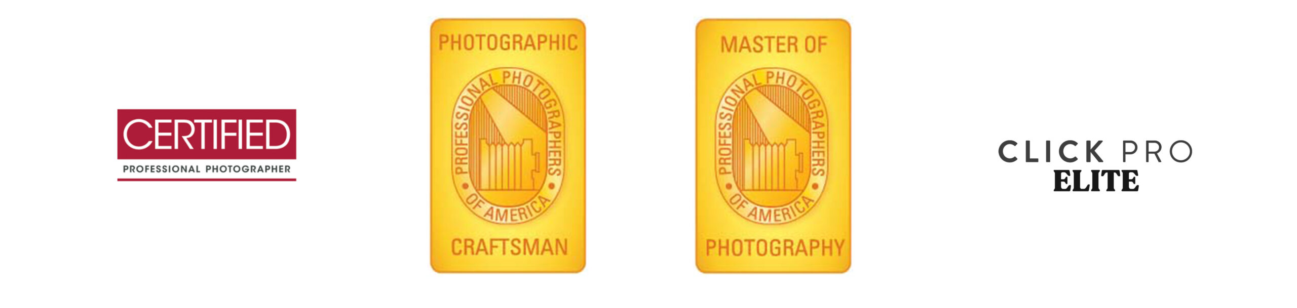 Professional Photographers of America, Master of Photography, Photographic Craftsman, Certified Professional Photographer, Click Pro Elite